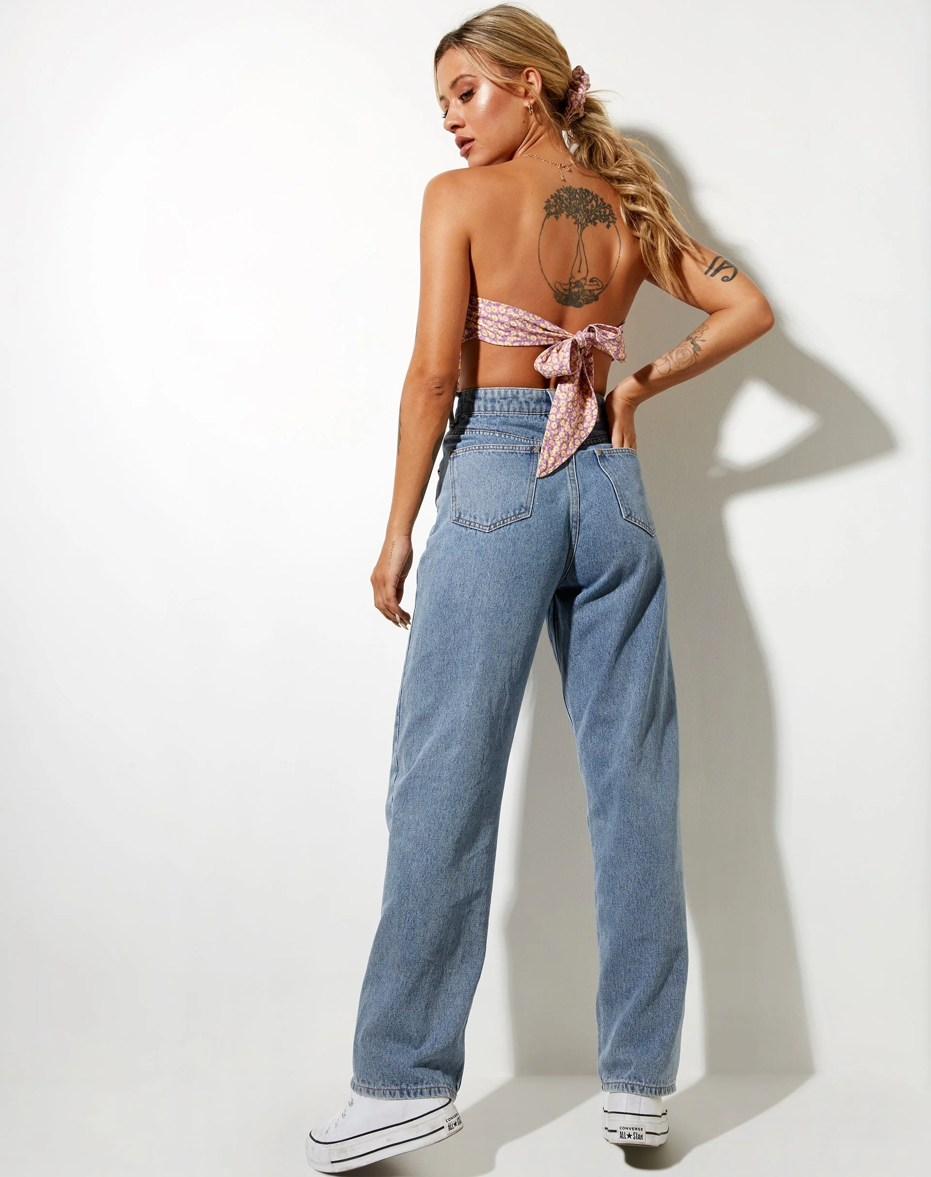 Nolda Crop Top in Flower Fun Flieder Zitrone - Image 4