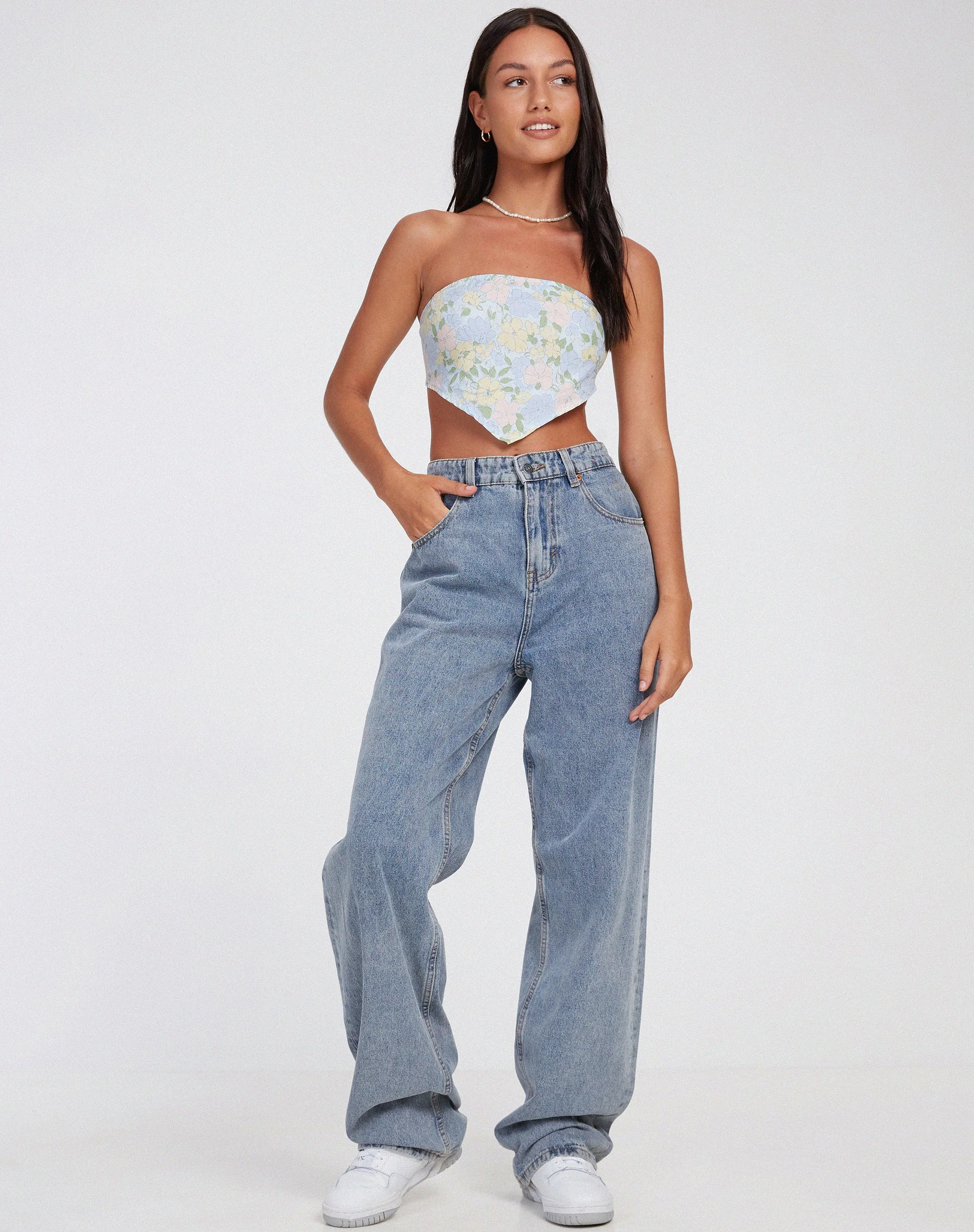 Nolda Crop Top in ausgewaschenem Pastell Floral - Image 3