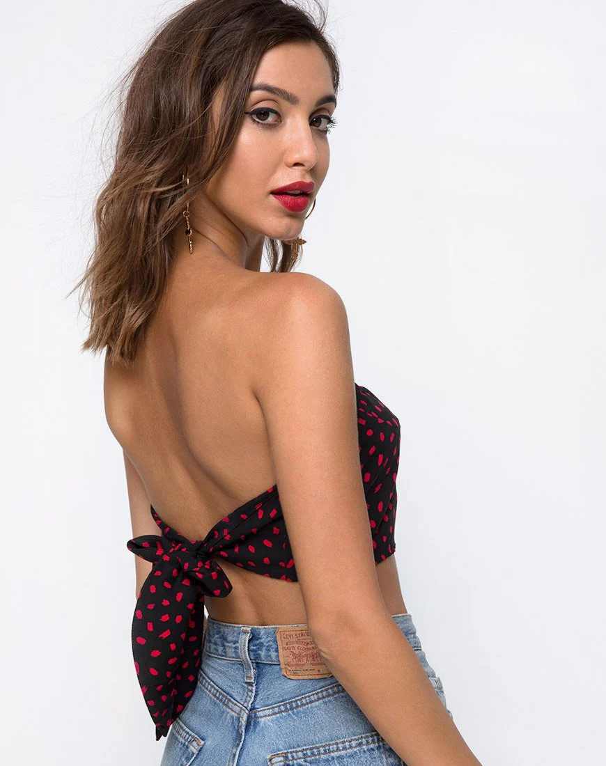 Nolia Tube Top in Mini Diana Dot Schwarz und Rot - Image 2