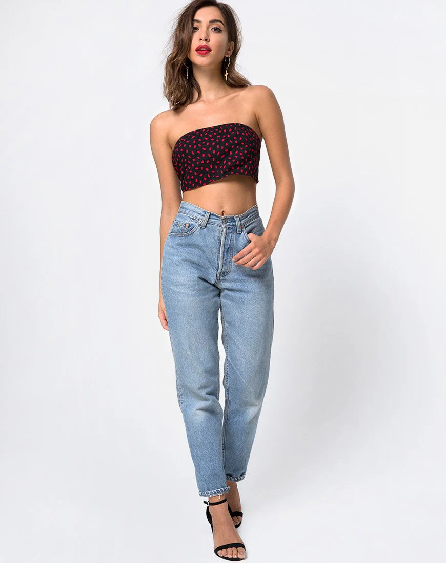 Nolia Tube Top in Mini Diana Dot Schwarz und Rot - Image 3