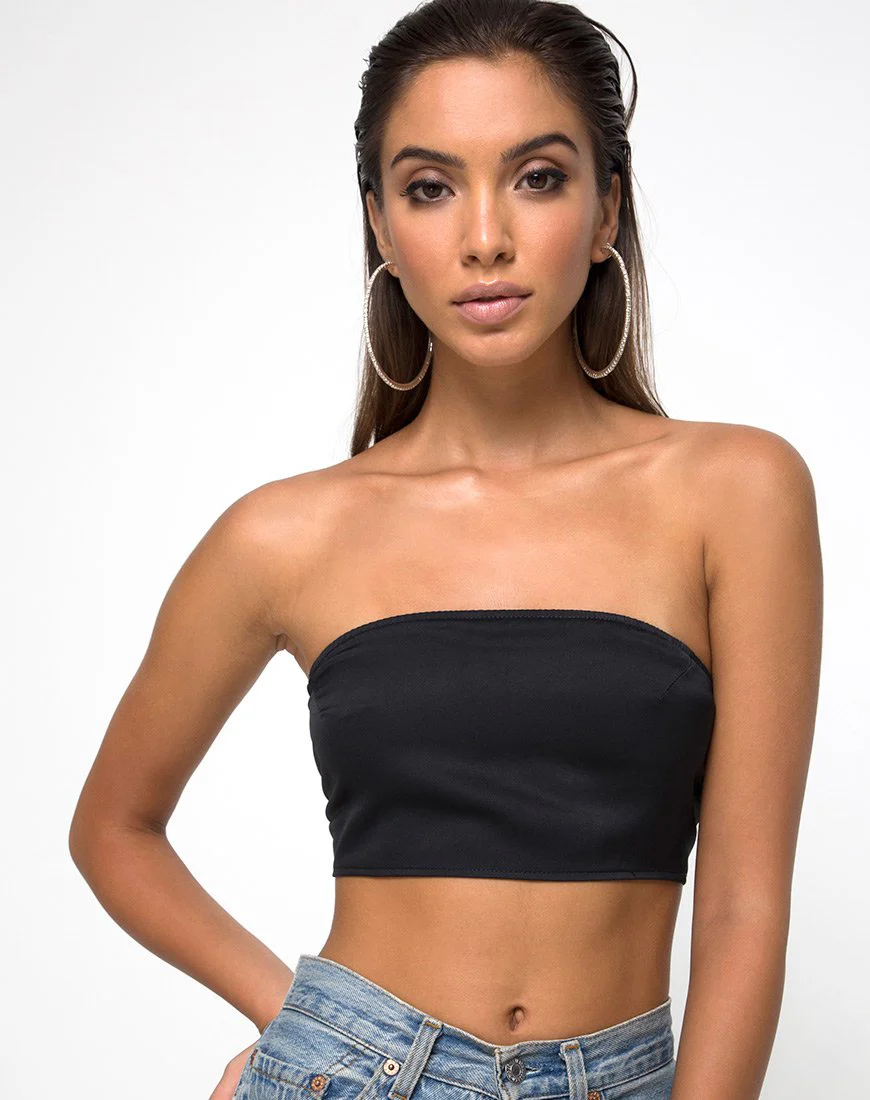 Nolia Tube Top in Satin Schwarz - Image 2