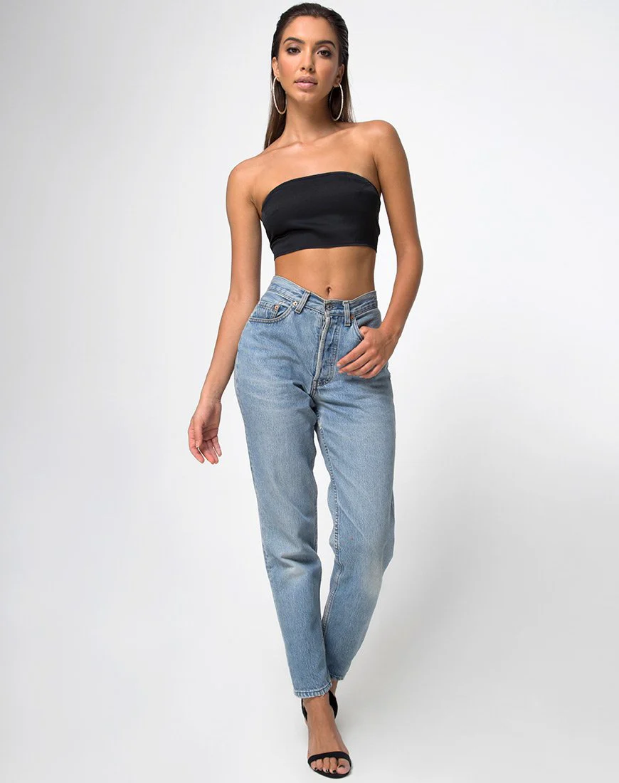 Nolia Tube Top in Satin Schwarz - Image 3