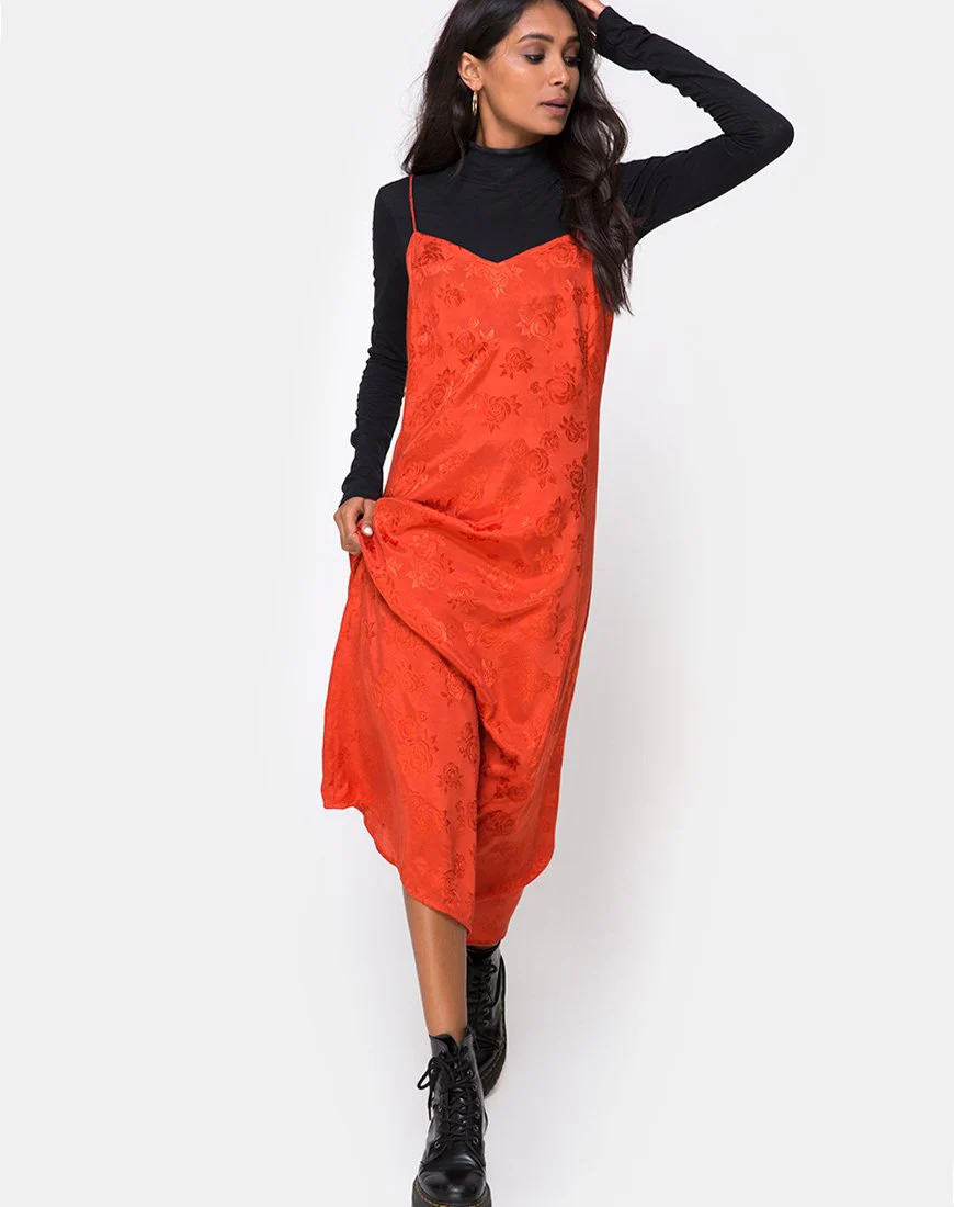 Nolity Midikleid aus Satin in Rostrosa