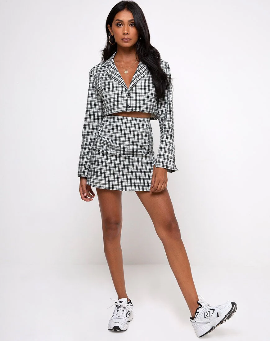 Noly Cropped Blazer in Brandy Check Foam - Image 4