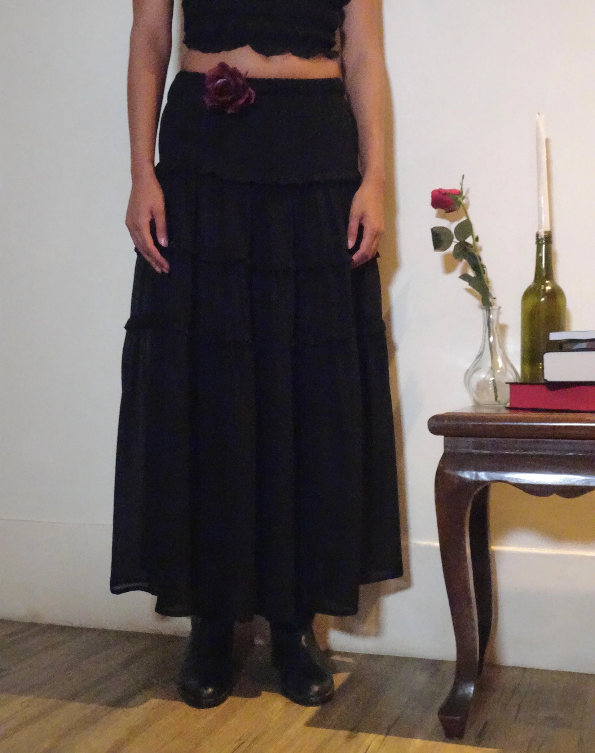 Norah Maxirock mit Stufen aus schwarzem Chiffon - Image 3
