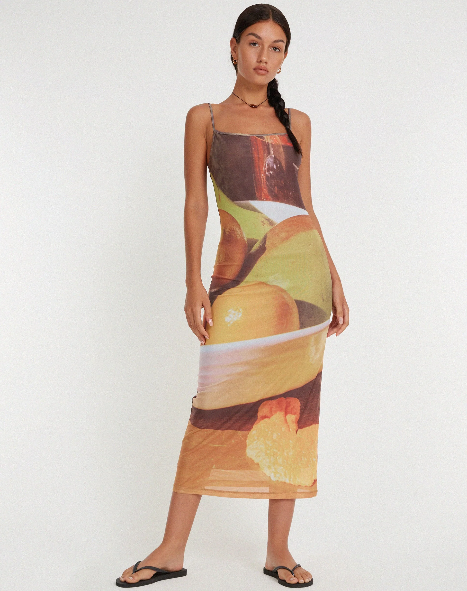 Nori Midikleid aus Obst-Fotoprint