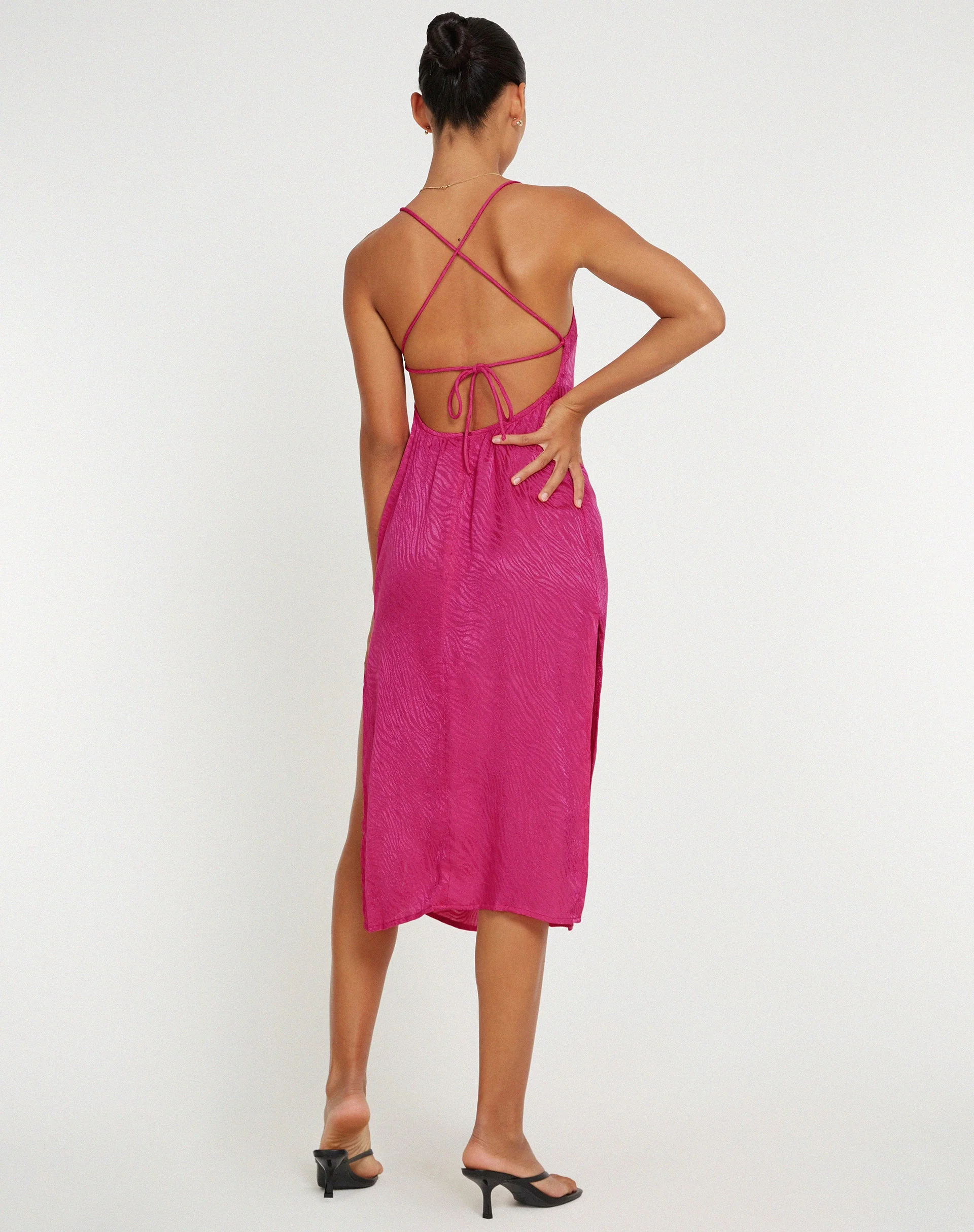 Nosita Midikleid aus Satin Zebra Rosa - Image 3