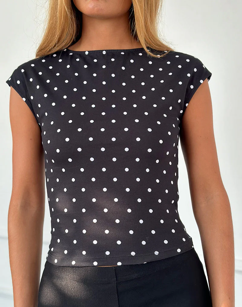 Nova Top aus schwarzem Polka-Jersey - Image 7