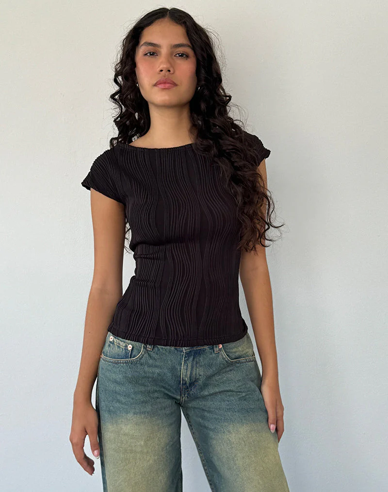 Nova Top in Crinkle Schwarz - Image 3