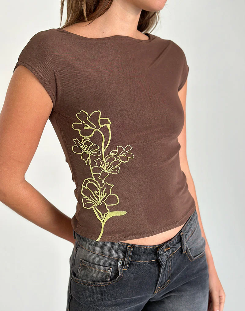 Nova Top in Mono Flower Flock Braun