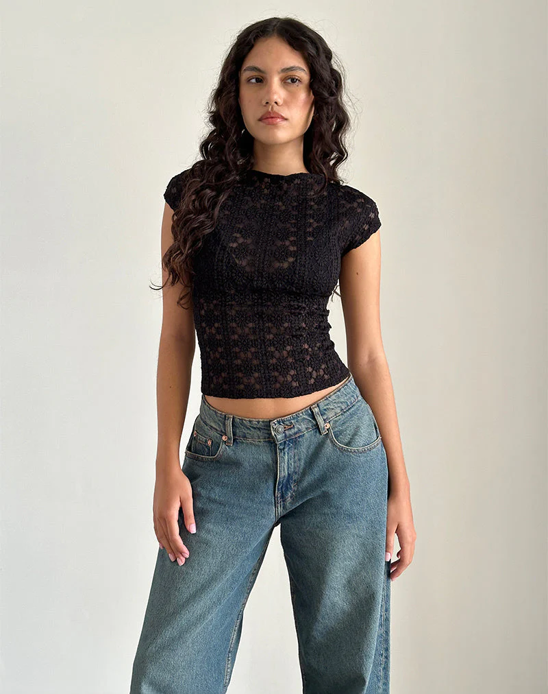 Nova Top in Regal Lace Schwarz - Image 3