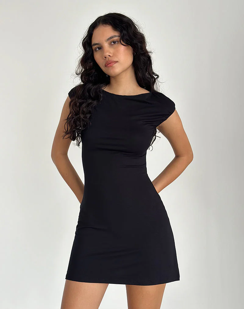 Novaya Minikleid Jersey in Schwarz - Image 3