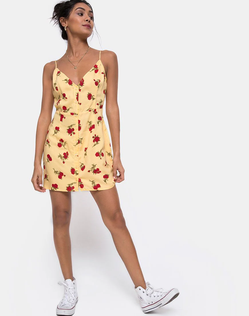Novia Slip Dress in Falling Rose Gelb - Image 3