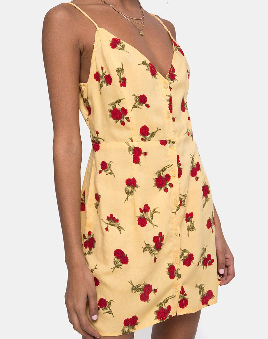 Novia Slip Dress in Falling Rose Gelb - Image 5