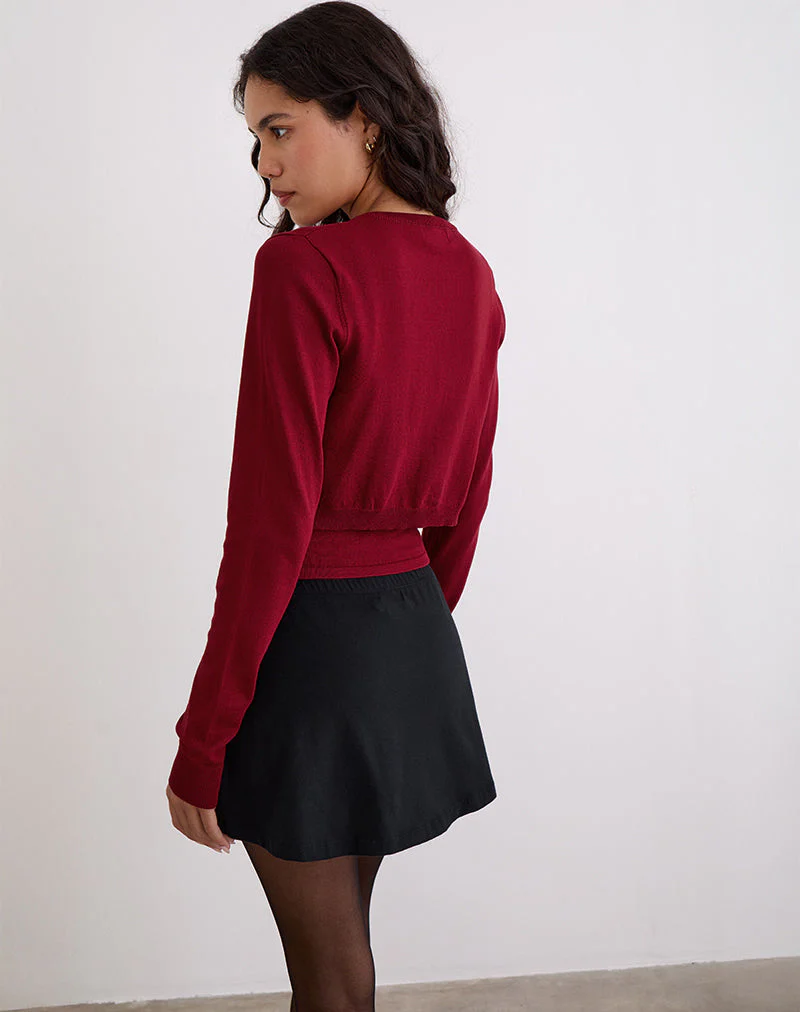 Nuha Gekürzte Strickjacke in Burgunderrot - Image 5