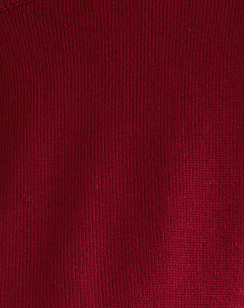 Nuha Gekürzte Strickjacke in Burgunderrot - Image 6