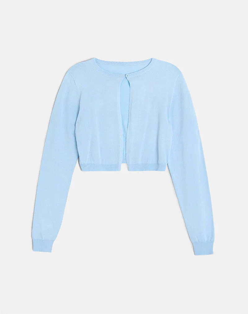 Nuha Gerippte Strickjacke in Blau - Image 2