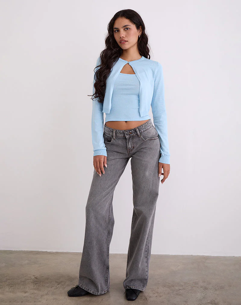 Nuha Gerippte Strickjacke in Blau - Image 4