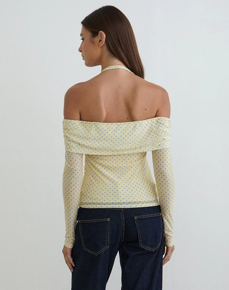 Nunik Neckholder-Top in Gelb mit kompakten grauen Punkten - Image 5