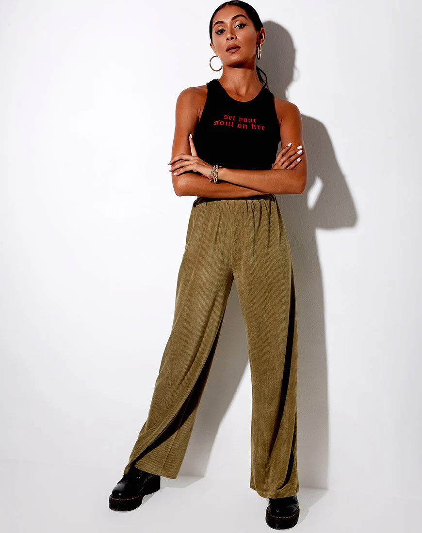 Obeli-Hose aus Samt-Rippe Khaki - Image 2