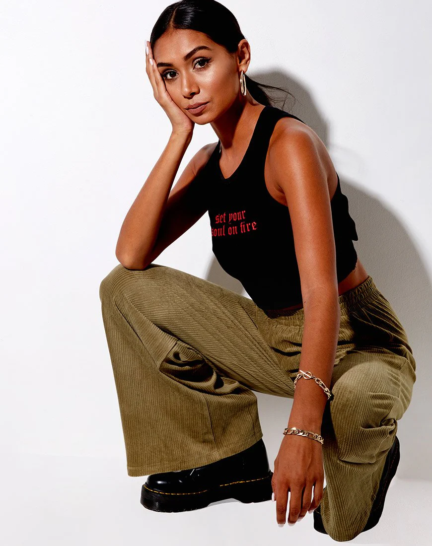 Obeli-Hose aus Samt-Rippe Khaki - Image 3