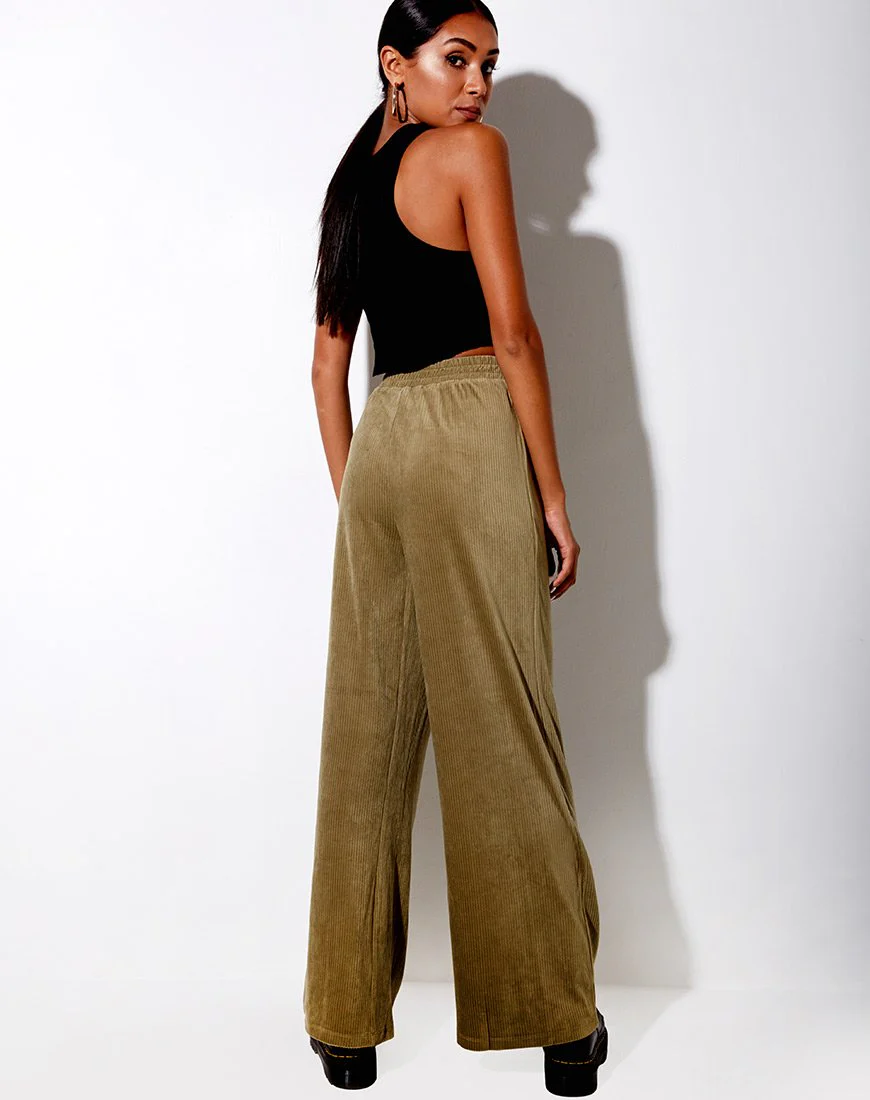 Obeli-Hose aus Samt-Rippe Khaki - Image 4