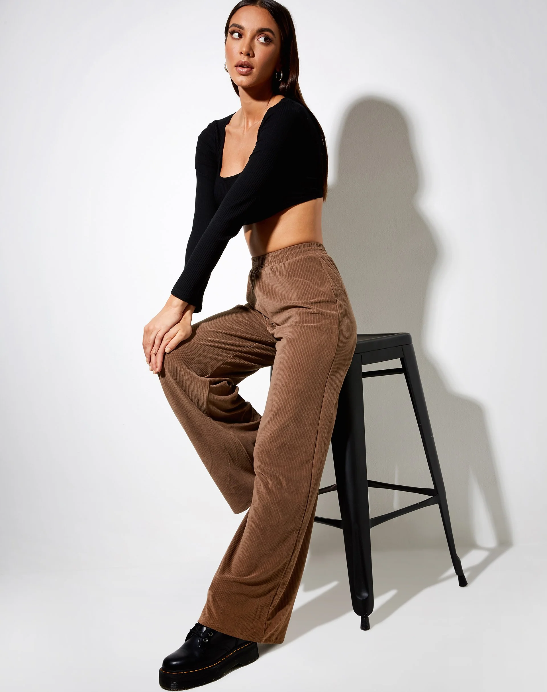 Obeli-Hose aus Samt Rib Tan Braun - Image 3