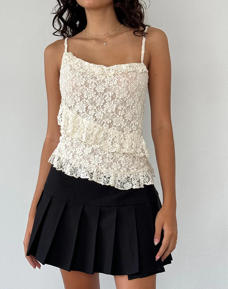 Octavia Asymmetrisches Cami-Top aus Spitze in Elfenbein - Image 3