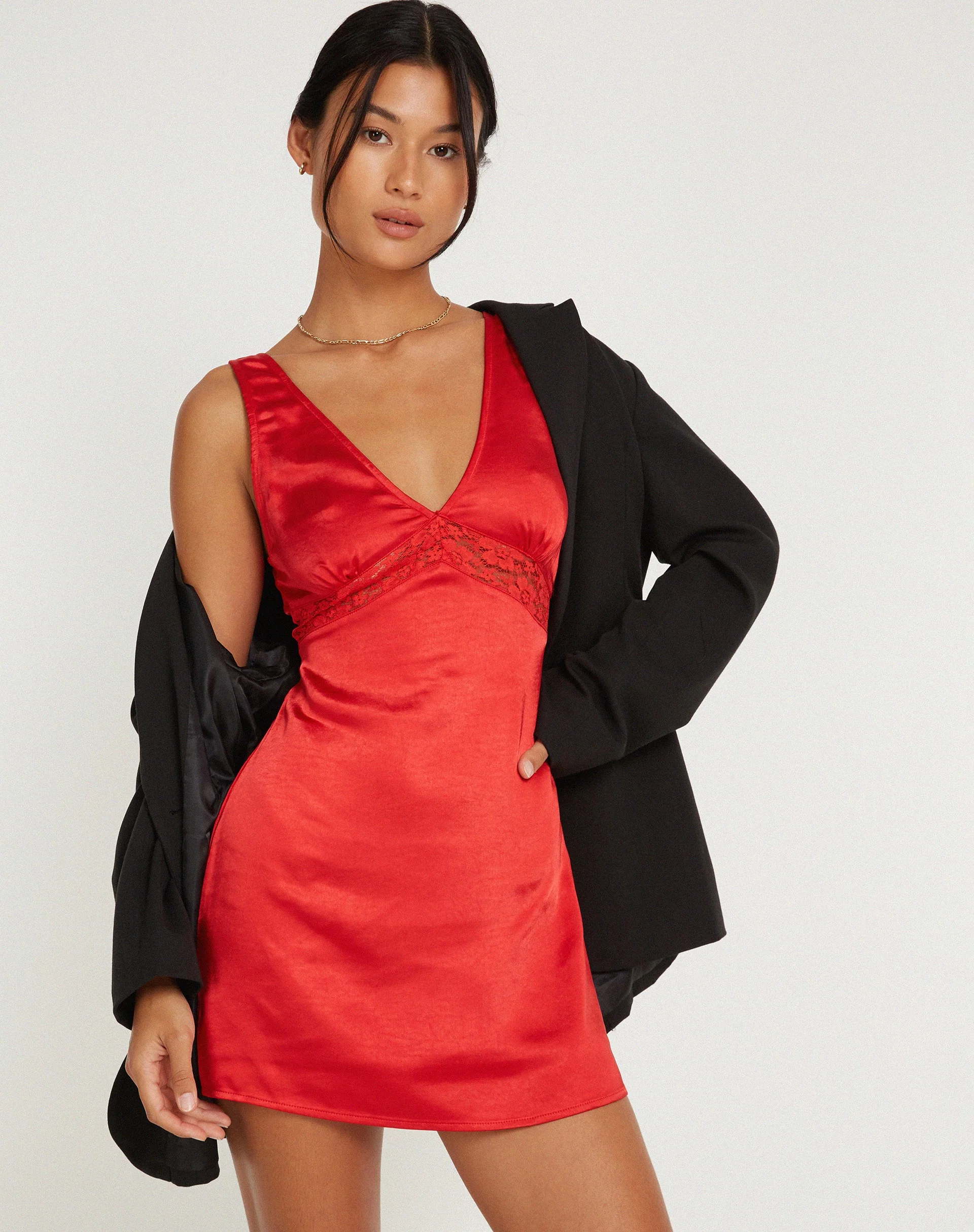 Oksana Minikleid aus rotem Satin