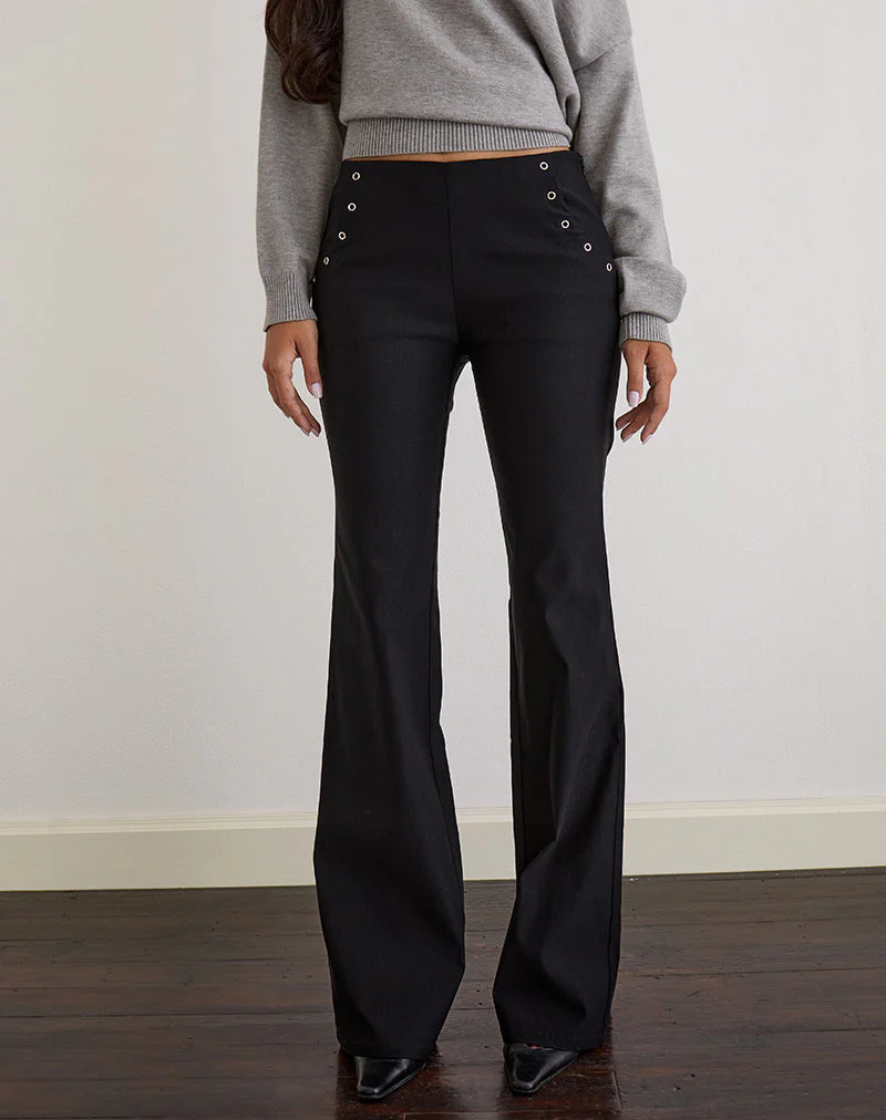 Olira Schlaghose mit Ösen in Tailored Black - Image 2