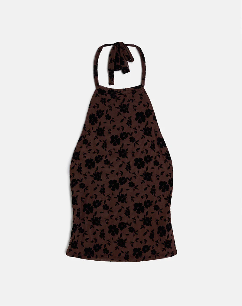 Olivera Top in Brown Garden Floral - Image 2