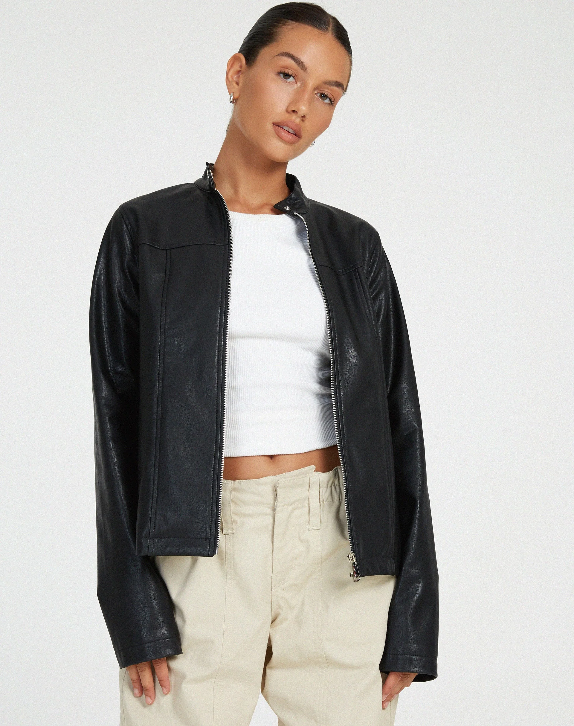 Olivia Jacke aus PU Schwarz - Image 7