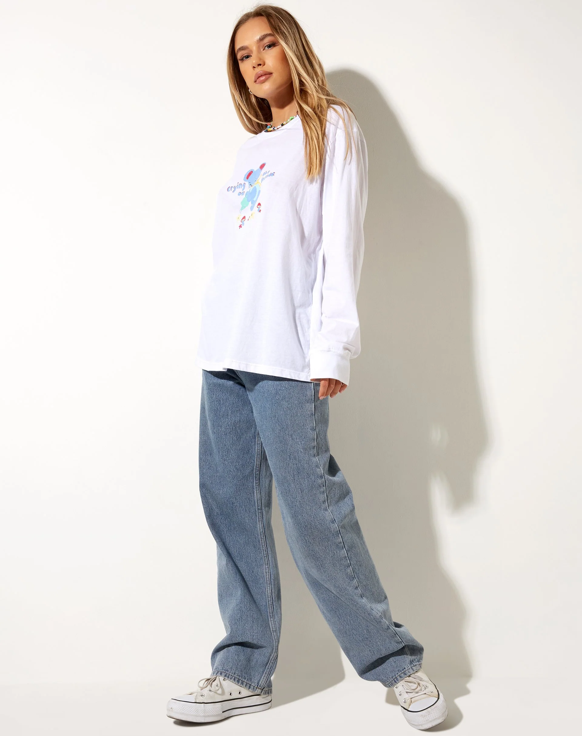 Olivia Long Sleeve Tee in Weiß Crying On The Inside - Image 6