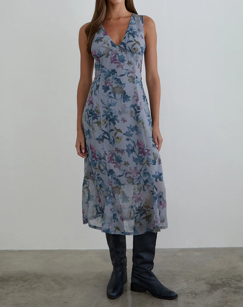 Olydia Midikleid aus Chiffon in Schattenlilienblau - Image 3