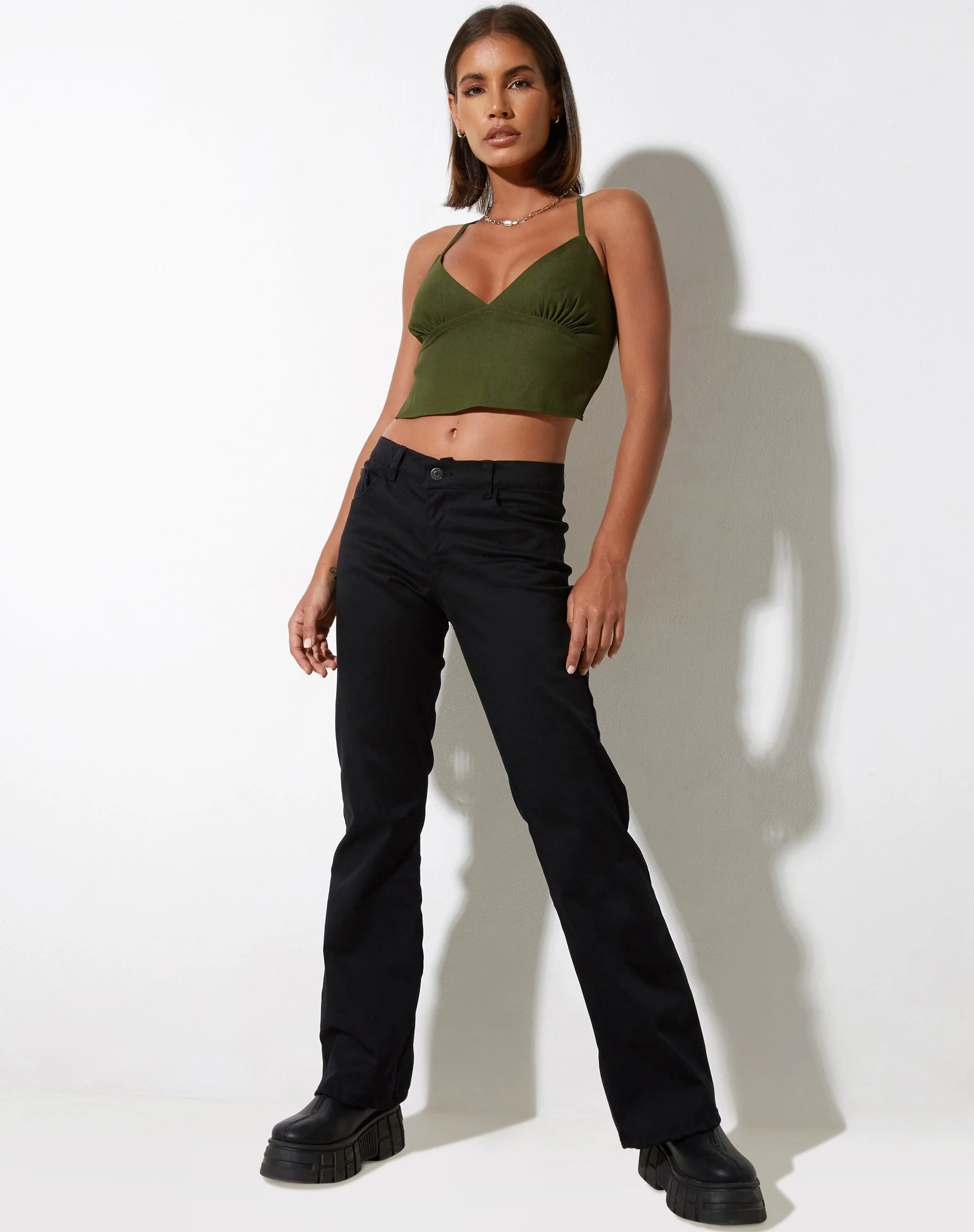 Ombe Crop Top in Tailoring Olive - Image 3