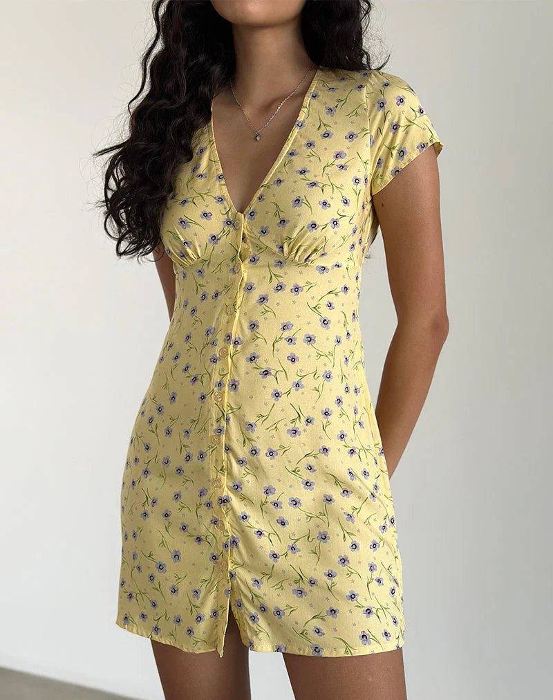 Omoni Minikleid in Wild Flower Lemon Drop - Image 3