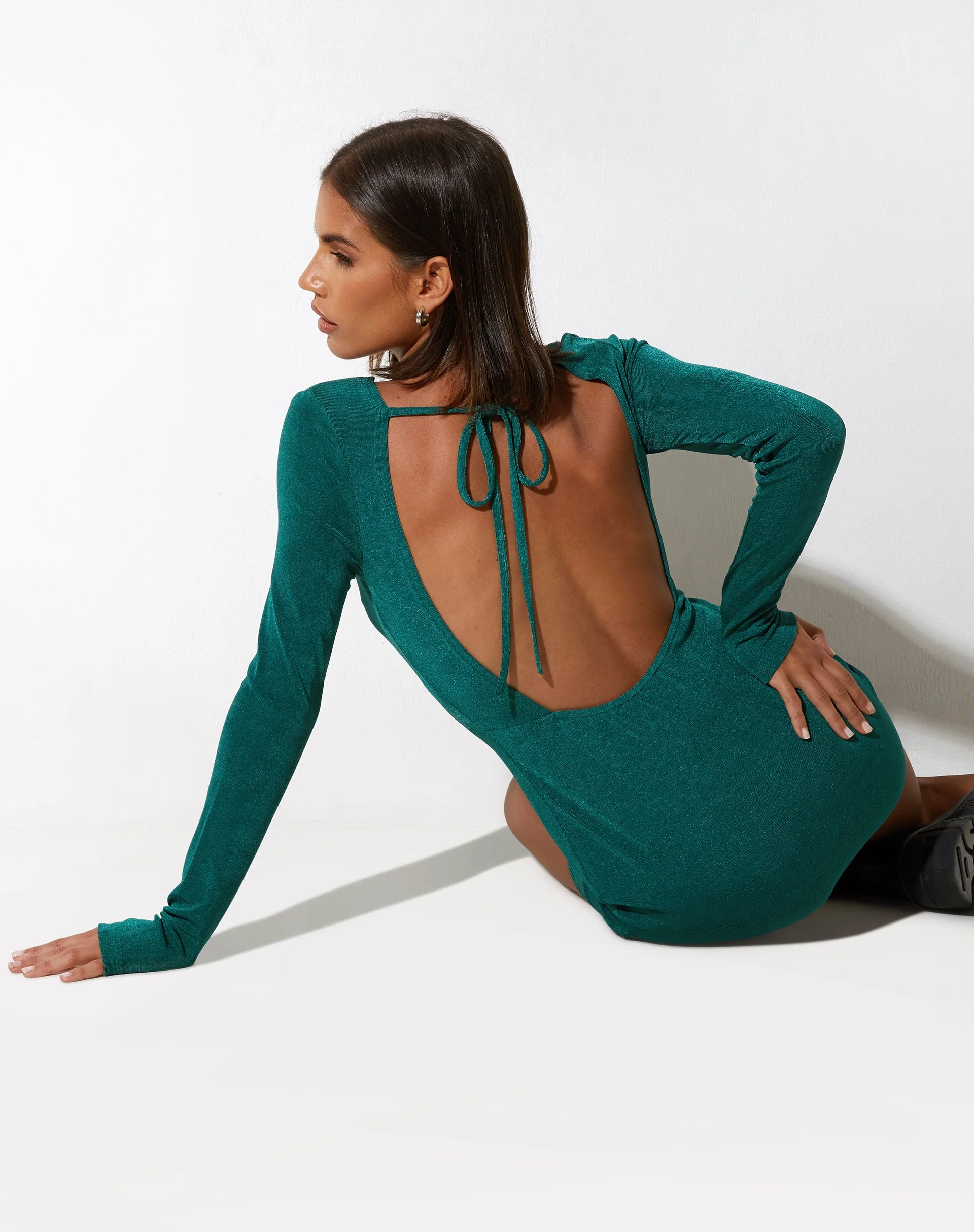 Onsa Minikleid aus Krepp waldgrün - Image 2