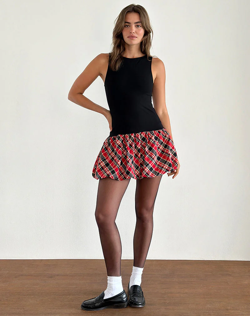 Ortega Minikleid in Schwarz mit diagonalem Karo Rot - Image 4
