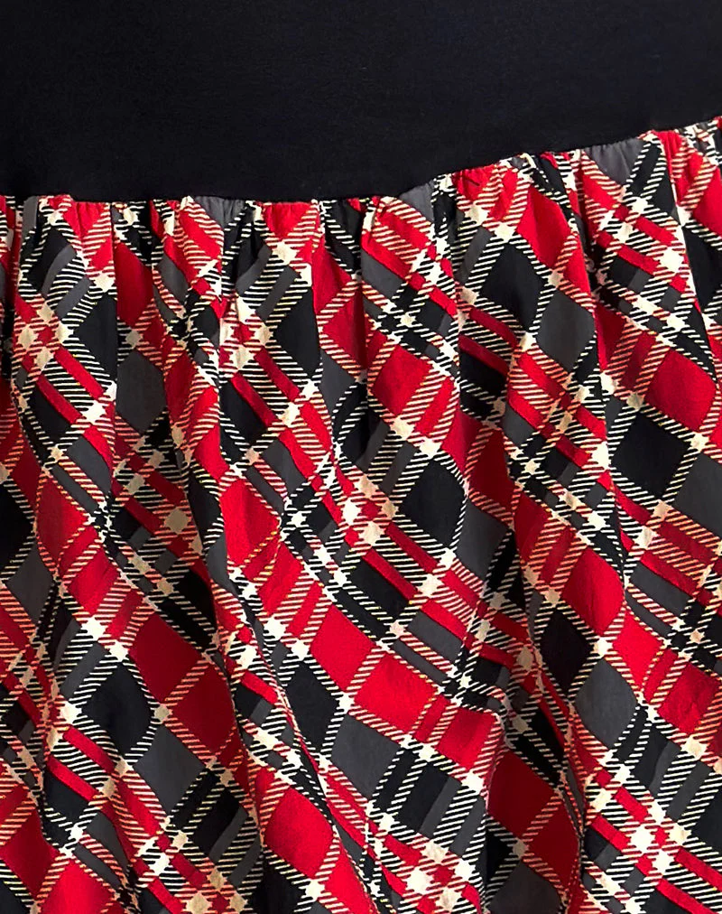 Ortega Minikleid in Schwarz mit diagonalem Karo Rot - Image 6