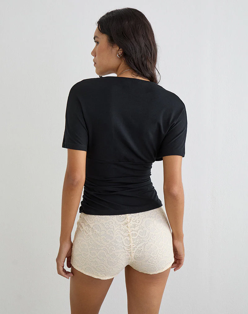 Osari Plunge Batwing Top in Jersey Black - Image 4