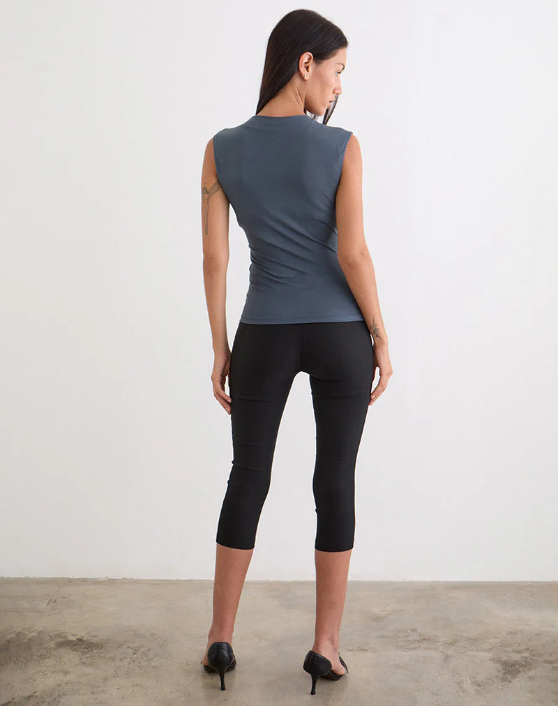 Otso Twist Wrap Top in Rayon Jersey Ocean Storm - Image 5