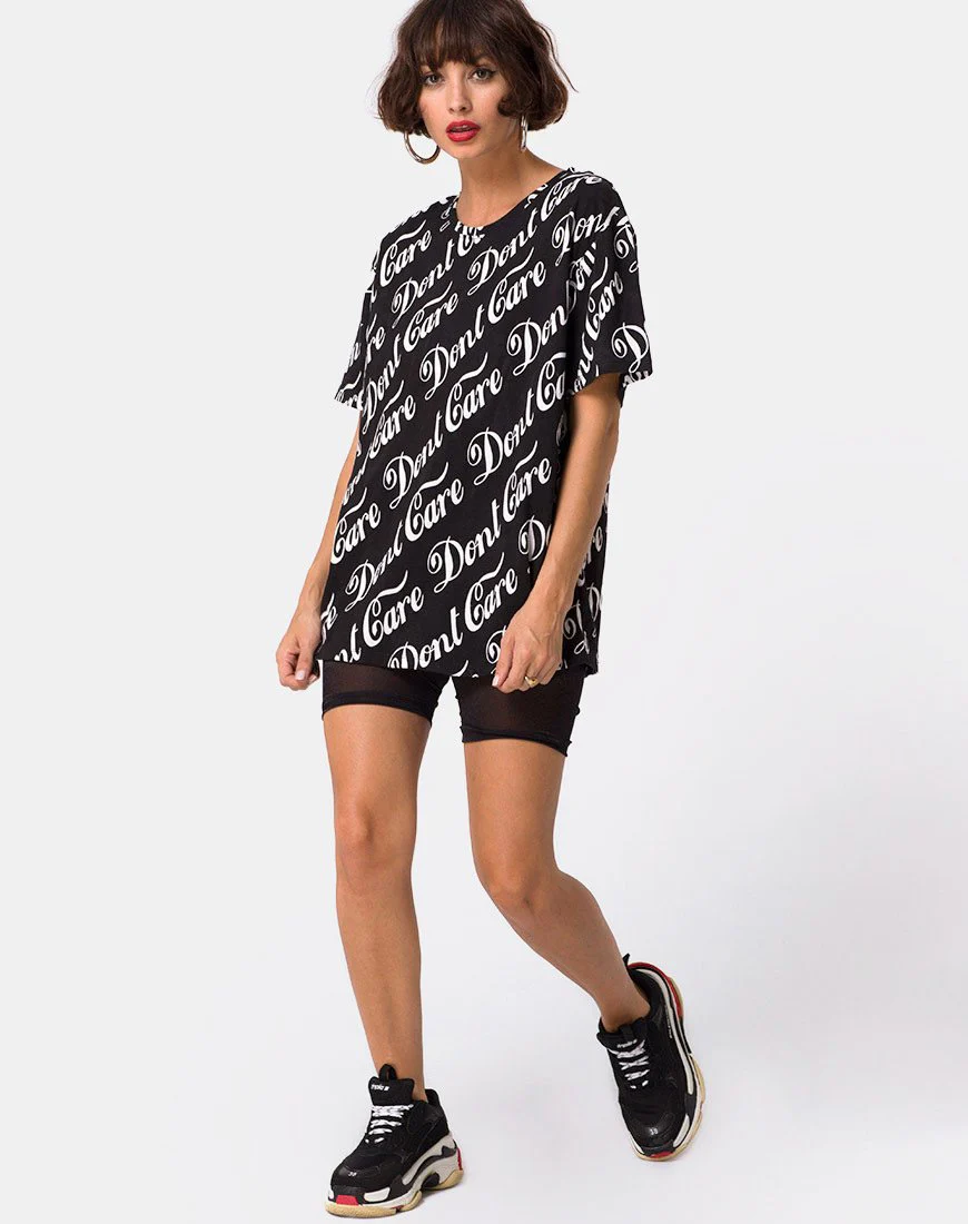 Oversize Basic Tee in Schwarz Don't Care Full Print von Mote - Image 3