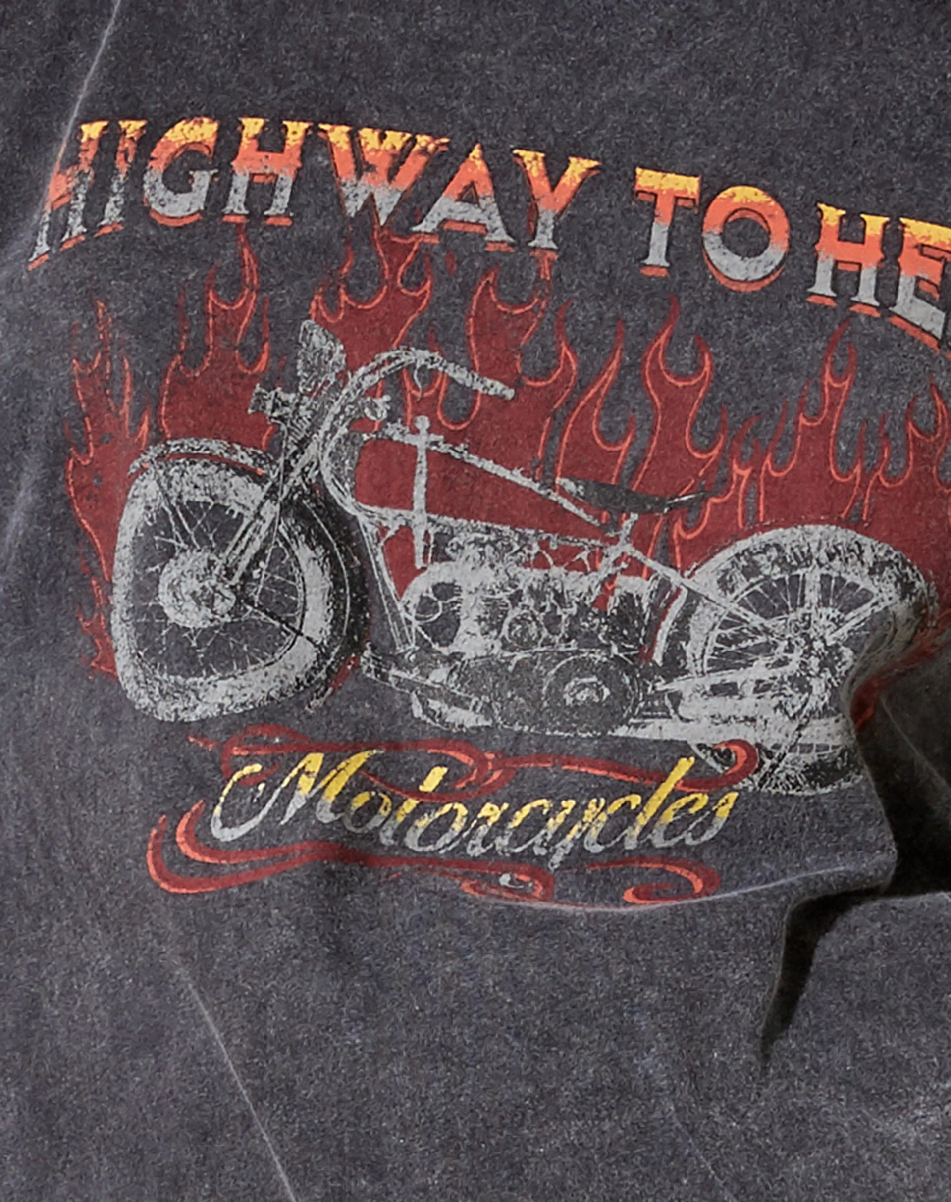 Oversize Basic Tee in schwarzer Waschung Motorräder - Image 6