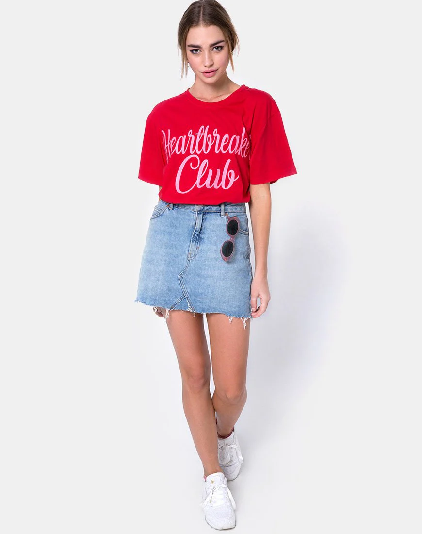 Oversize Basic Tee in Heartbreaker Club Rot - Image 3
