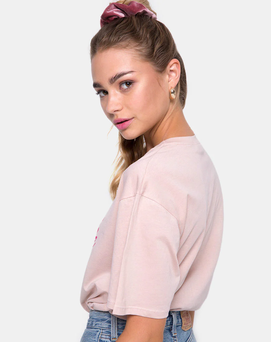 Oversize Basic Tee in Liebe macht mich krank Blush - Image 2