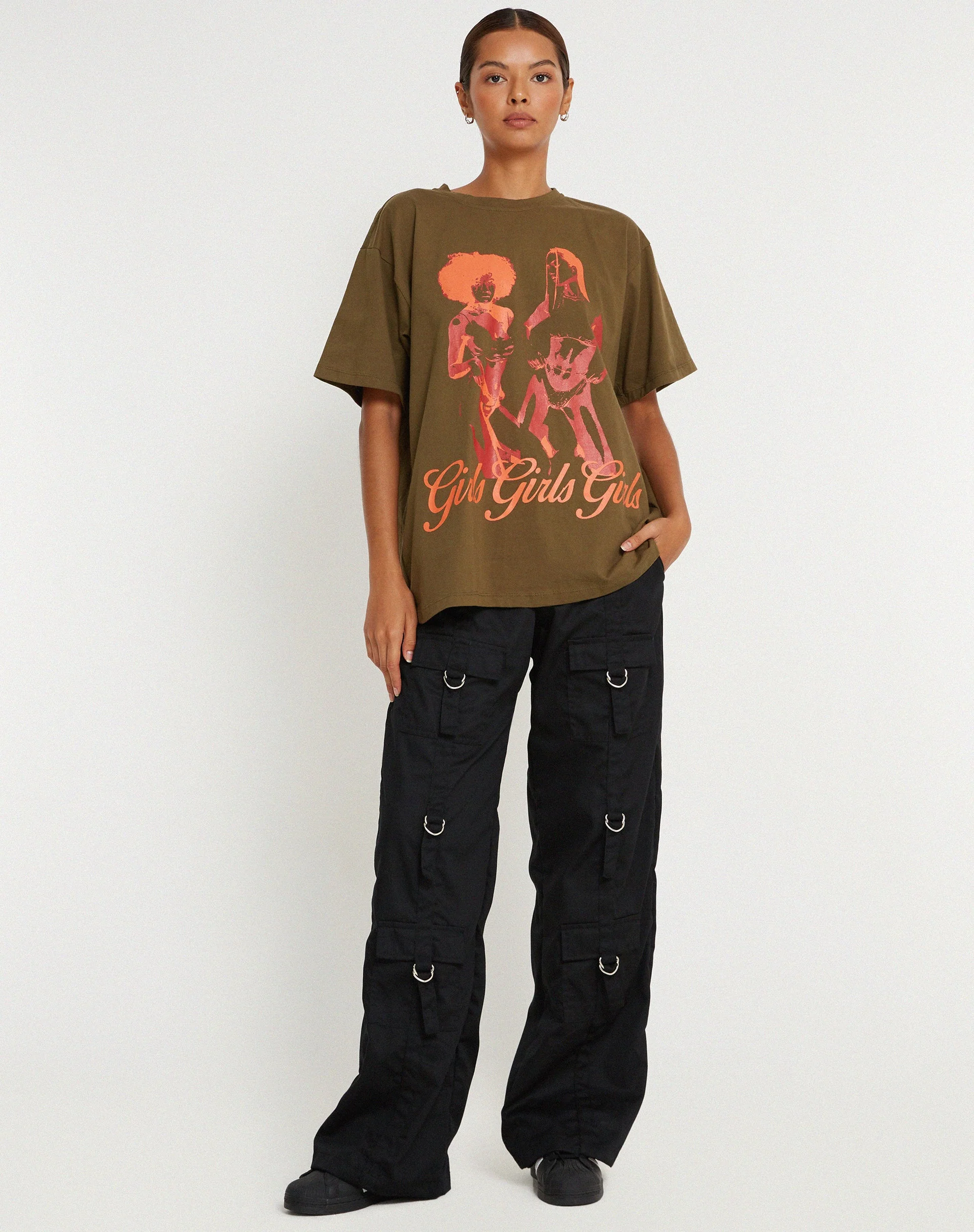 Oversize Basic Tee in Khaki Mädchen Mädchen Mädchen - Image 3