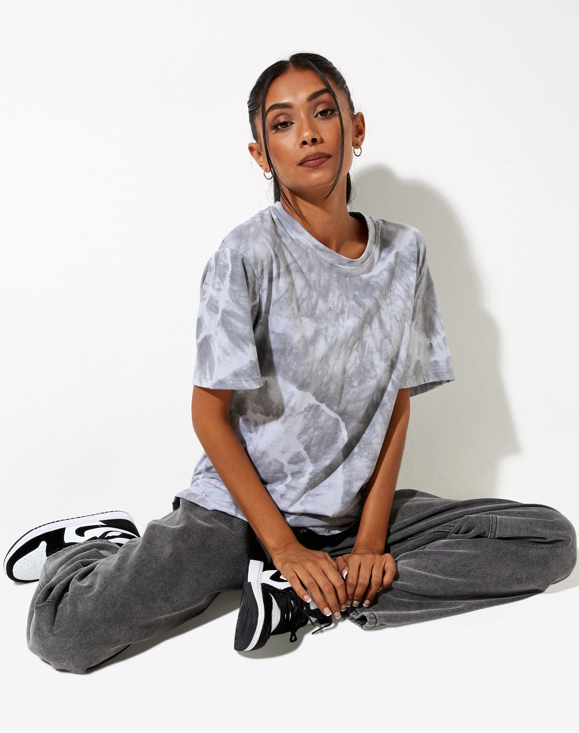 Oversize Basic Tee in Lunar Rock Radial Tie Dye - Image 3