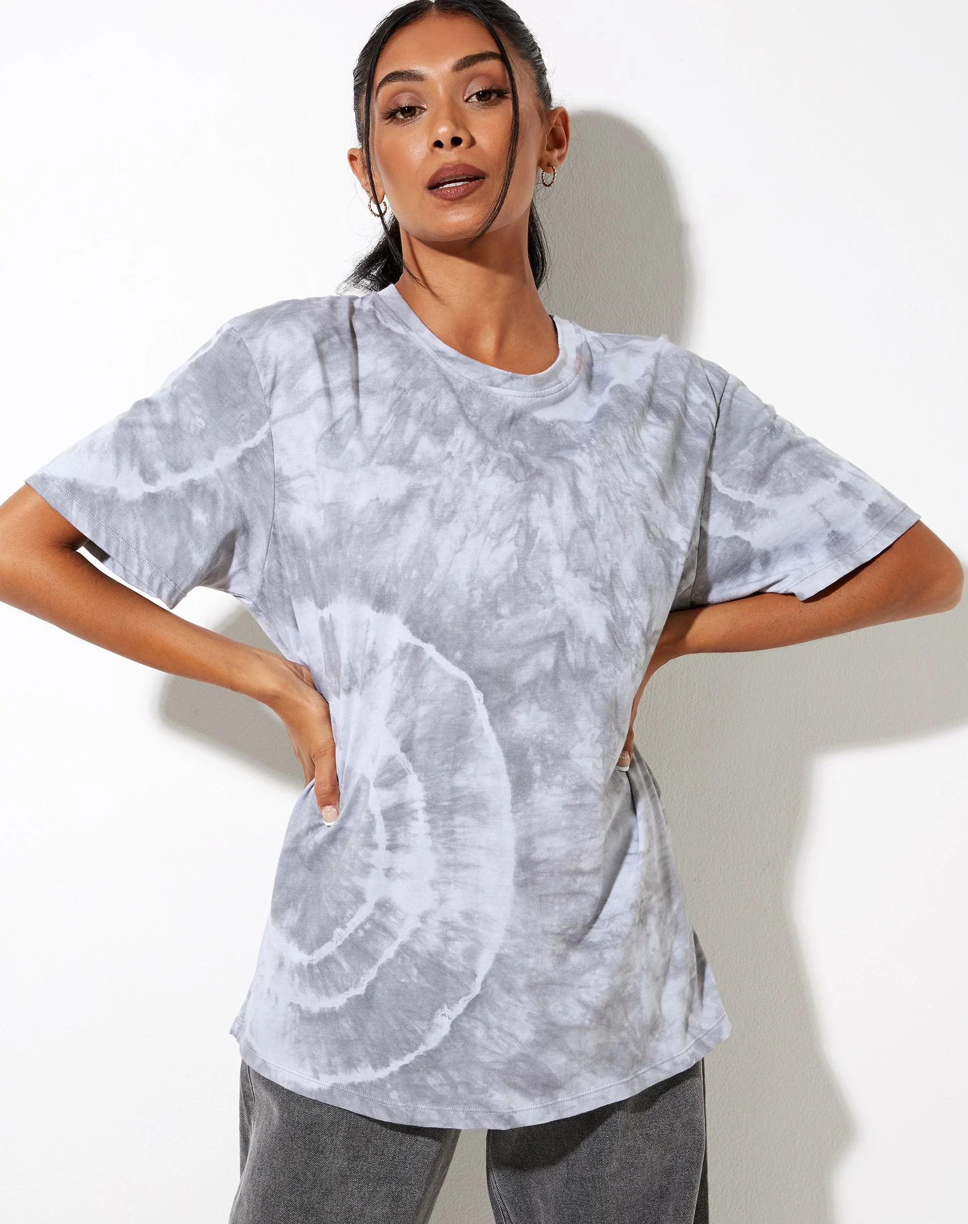 Oversize Basic Tee in Lunar Rock Radial Tie Dye - Image 5