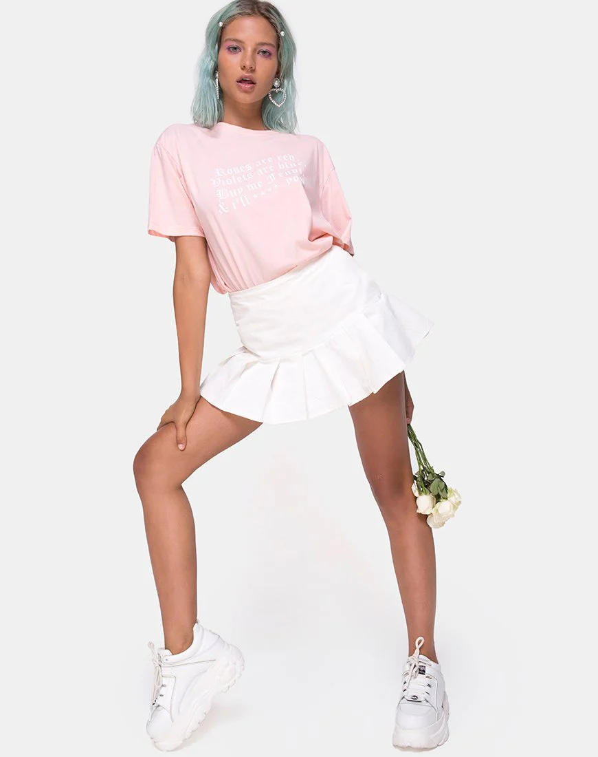Oversize Basic Tee in Rosa mit Rosen sind rot Text X Top Girl - Image 2
