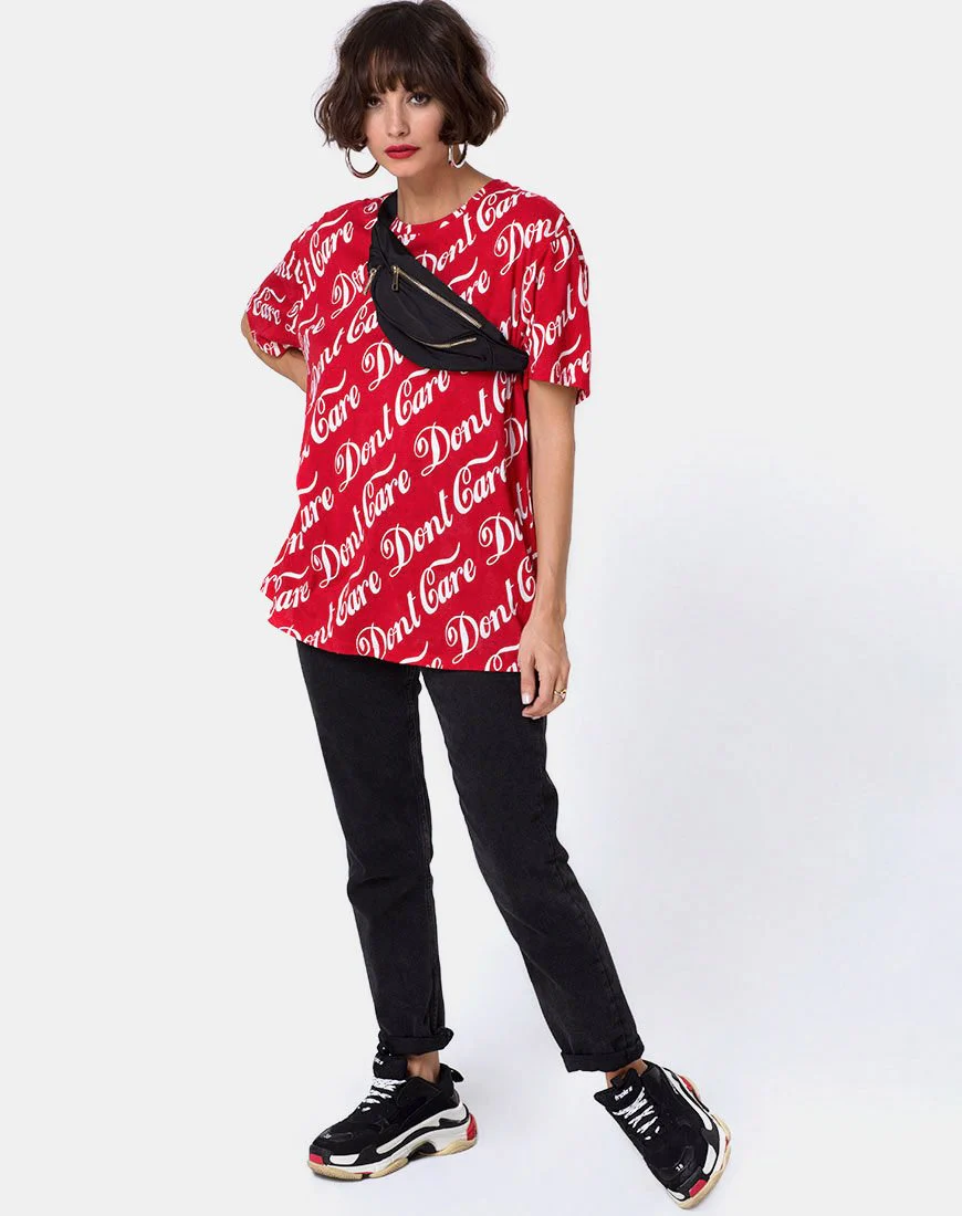 Oversize Basic Tee in Rot Don't Care Full Print - Image 4